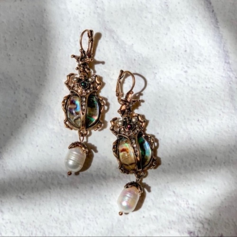 Antique gold insects earrings - Picture 8 of 9